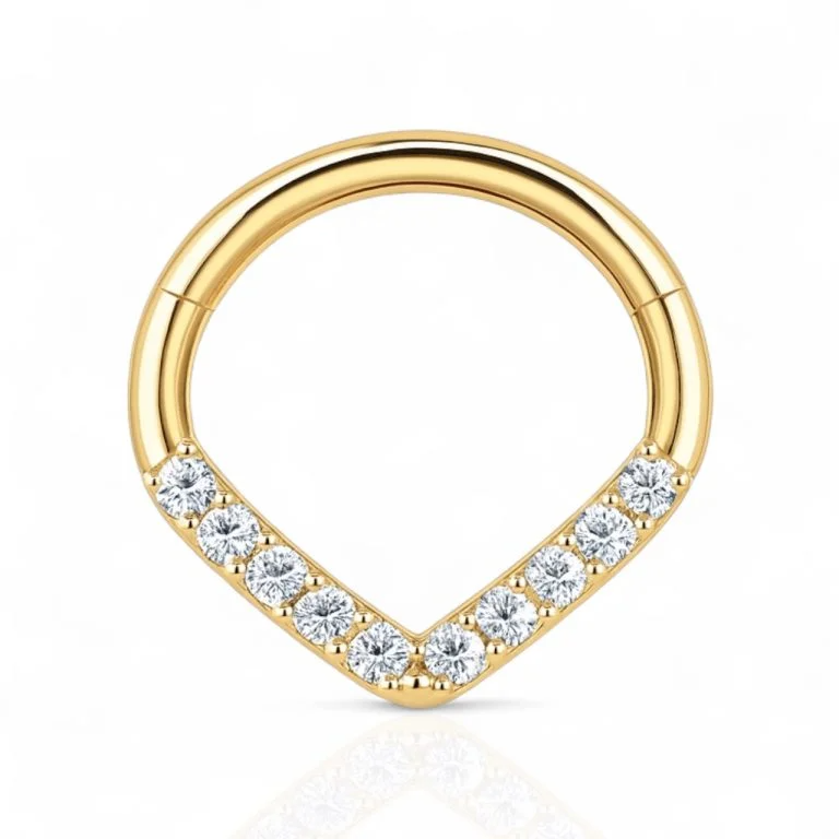 Aggiungi un tocco di eleganza al tuo look con il Gold Drop Septum, il piercing naso raffinato e brillante dal design moderno e distintivo.
Realizzato in oro di alta qualità, è ipoallergenico, sicuro anche per pelli sensibili, garantendo comfort e durata nel tempo.