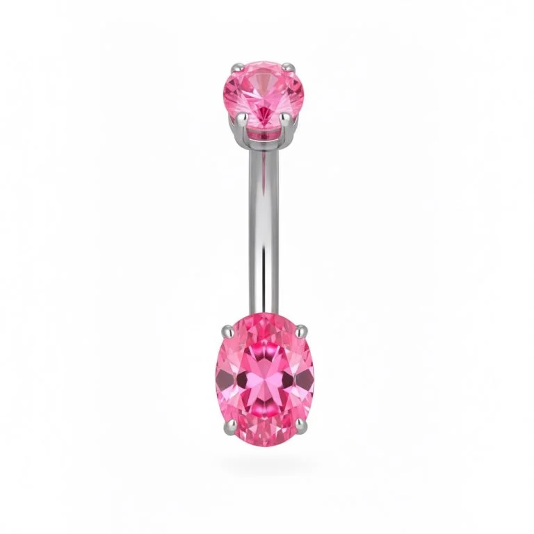 Piercing ombelico Mini Bling Navel in titanio, con punto luce brillante e design minimalista.