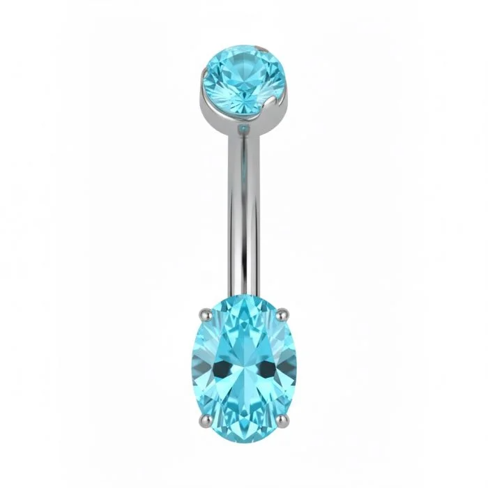 Piercing ombelico Mini Bling Navel in titanio, con punto luce brillante e design minimalista.
