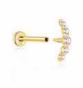 Piercing mini cluster in oro 14k  con pietre brillanti, design elegante e minimalista per orecchio