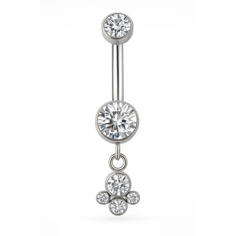 Scopri il Pendant Charm Navel in titanio: un piercing ombelico elegante e luminoso, ipoallergenico e resistente. Il perfetto equilibrio tra stile e comfort.