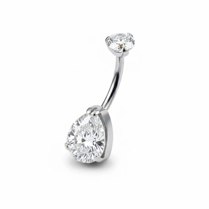 Piercing all’ombelico Gem Navel in titanio lucido con pietra luminosa – accessorio di alta qualità, perfetto per uno stile raffinato e sicuro sulla pelle.