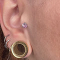 Gioiello piercing titanio con Grande Zircone Rosa, alta lucentezza e sicurezza