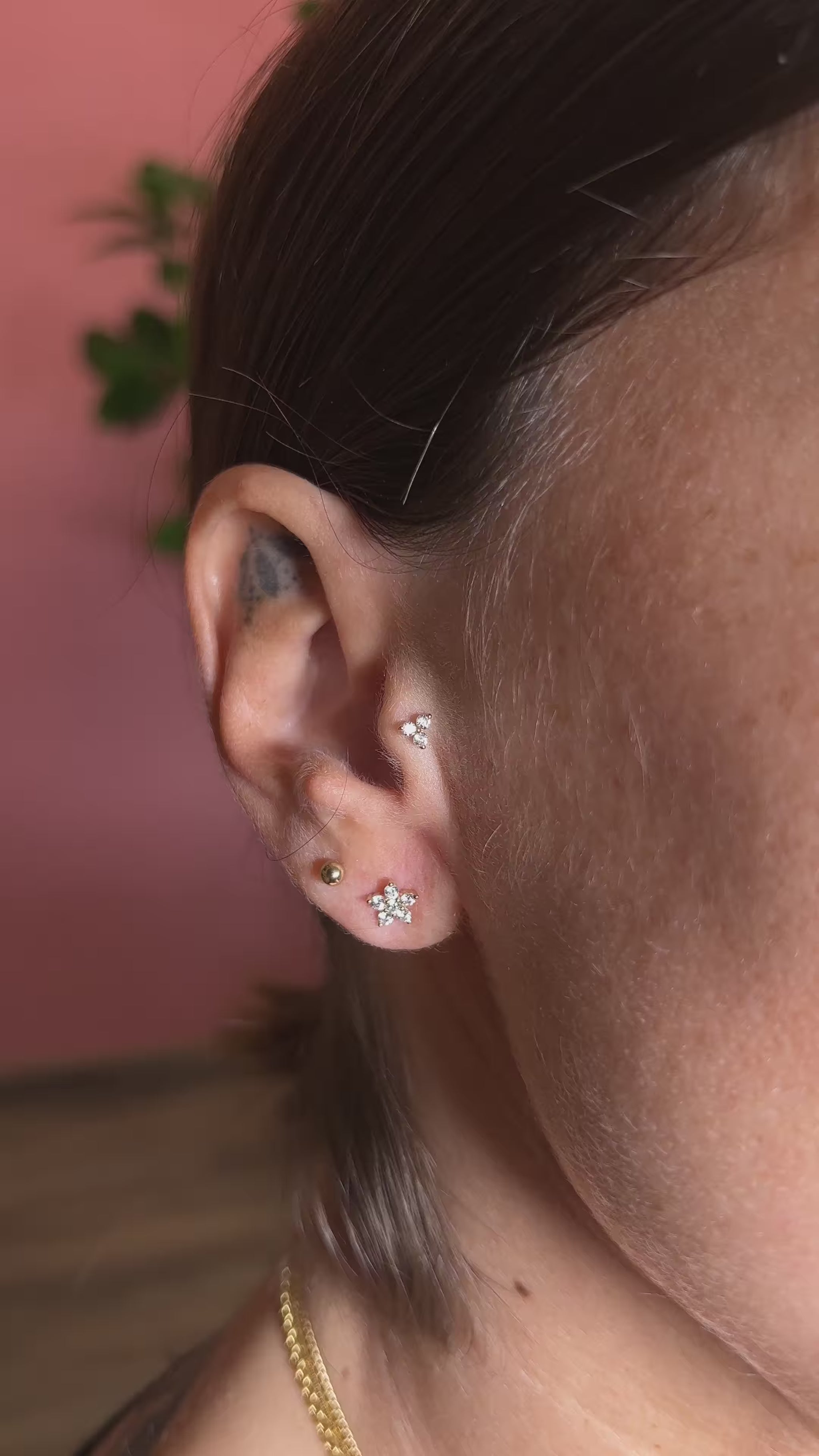 Star Gold piercing in oro, gioiello elegante a forma di stella per orecchio