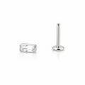 Piercing top a forma di rettangolino con incastonatura di cristalli (barretta), realizzato in titanio di grado implantare ASTM F136.