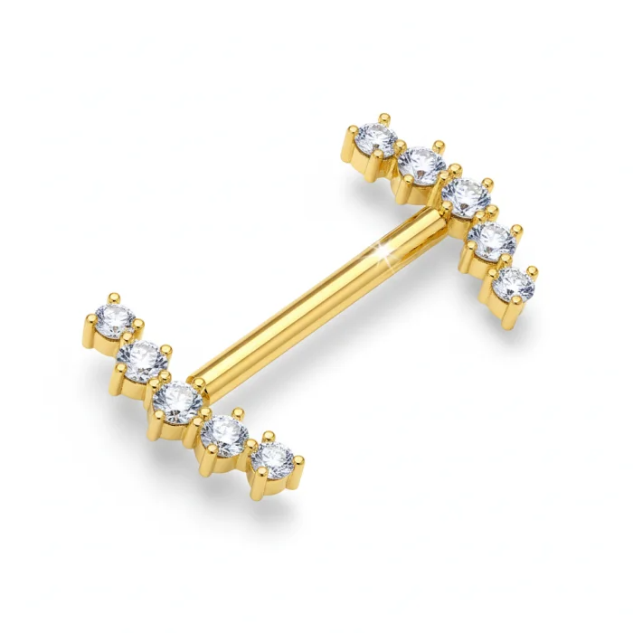 Lasciati conquistare dallo Shiny Nipple in oro 14k, il piercing per capezzolo che unisce eleganza, brillantezza e comfort. Realizzato in oro di alta qualità, è anallergico, sicuro sulla pelle e ideale per chi cerca un accessorio raffinato ma anche sensuale.
