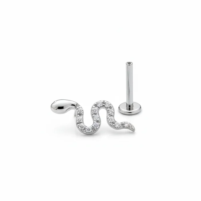 Piercing in titanio Snake Bling con dettaglio snake scintillante, perfetto per uso quotidiano