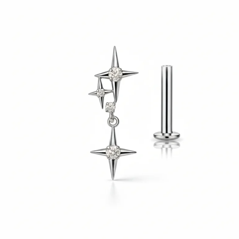 Piercing in titanio Star Pendant con ciondolo a stella pendente, leggero, ipoallergenico e ideale per lobo, helix e cartilagine.
