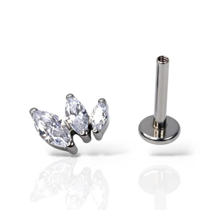 Piercing leggero in titanio con pietra taglio marquise Sunrise, ipoallergenico