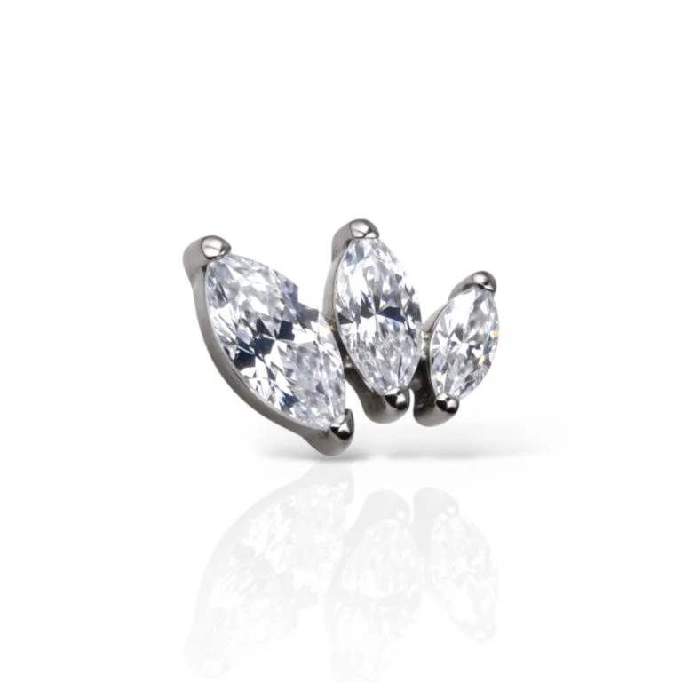 Piercing leggero in titanio con pietra taglio marquise Sunrise, ipoallergenico